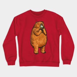 A Bear eating Mint Chocolate Chip Ice Cream Crewneck Sweatshirt